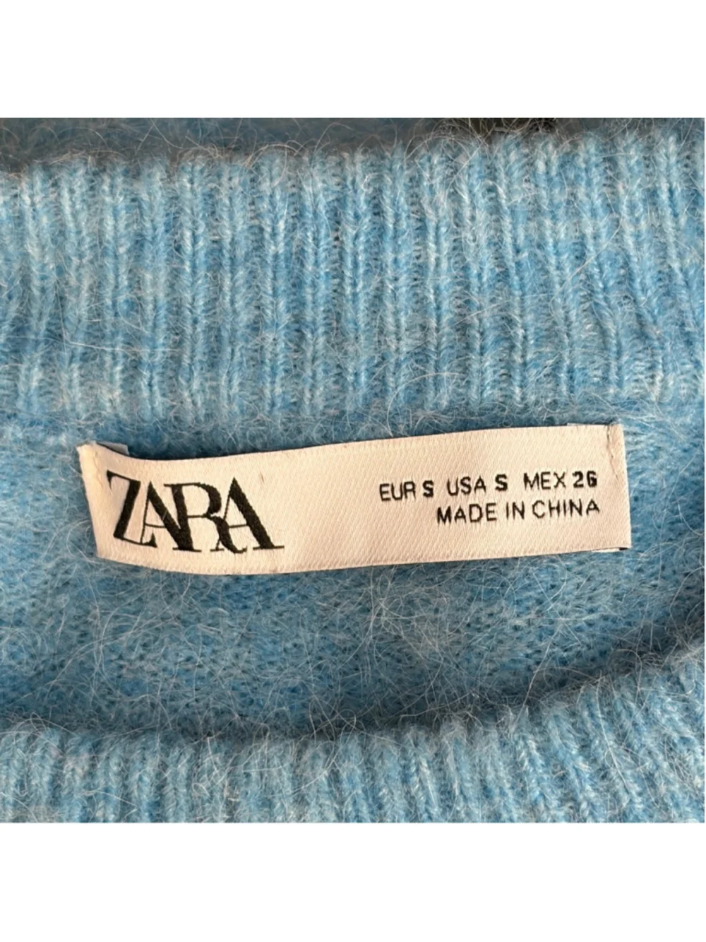 Zara Crewneck Sweater Women’s Small Alpaca Wool Blend Long Sleeve Blue